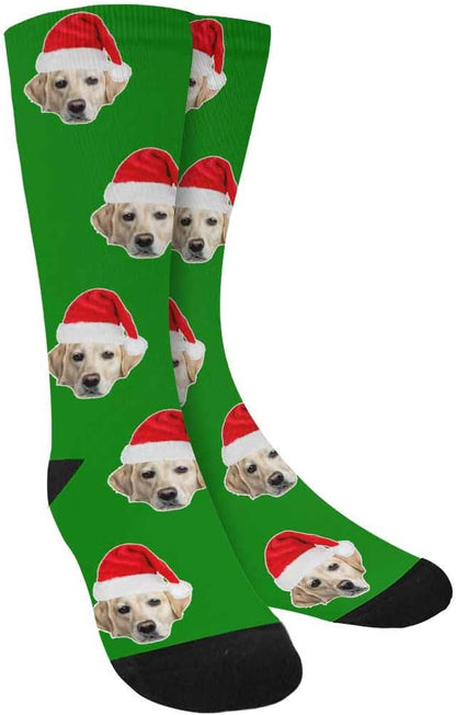Custom Face Socks, Personalized Dog Lover Pet Photo Picture on Socks Unisex Athletic Crew Socks for Men Women