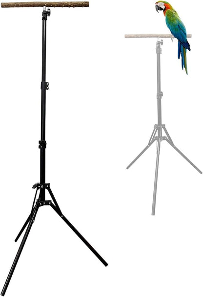 kathson 28-60inches Height Adjustable Bird Perch, Pepperwood Parrot Perch Stand, Multi-Purpose Bird Perches for Indoor and Outdoor Use, Designed for Small Medium Birds