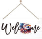 Welcome Sign for Front Door, Welcome Decor Wooden Hanging Sign for Wall Decor, American Bald Eagle Pattern Hanging Signs, Funny Wooden Outdoor Front Door Decoration 13.8X6.9 inches