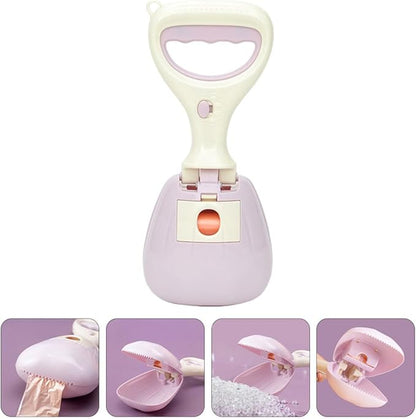 Luxshiny Dog Poop Scooper Poo Pickup Tool with Long Handle and Plastic Shovel Outdoor Pet Pooper Scooper for Home Use with Waste Bags Purple
