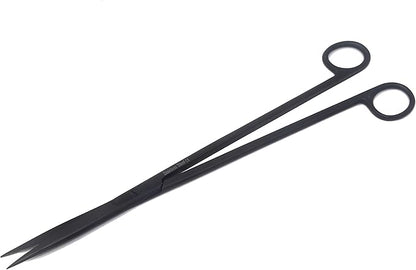 A2Z-Aquascaping Maintenance Tools Accessories,Anti-Rust Stainless Steel Tweezers Scissors Spatula for Aquarium Tank Clean, Fish Tank, Bonsai, Algae Scrapers (12" Scissors - Straight - Black)