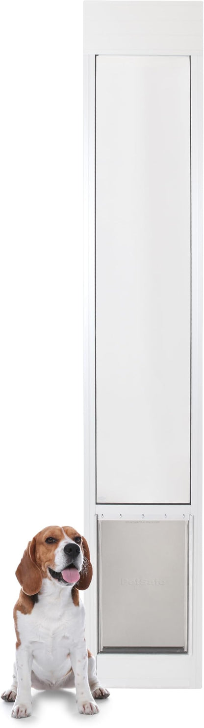 PetSafe Sliding Glass Pet Door - No-Cut DIY Install Doggy Door for Renters - Aluminum Frame - Adjustable Height 75 7/8" to 80 11/16" - Ideal for Large Dogs Up to 100 lb - White