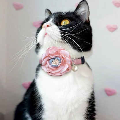 Fupo Cat Collar - Breakaway Adjustable with Bell& Flower (Pink)