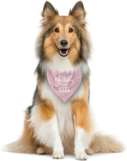 Birthday Girl Dog Bandana - Pink, Funny, Cute Triangle Scarf for Small, Medium, Large Dogs - Pet Accessories, Gift for Dog Lovers (D31)