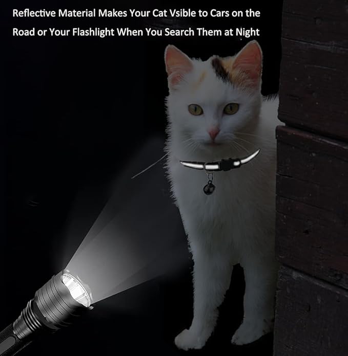 2 Pack Cat Collars Quick Release Reflective Kitten Collar with Bell & Safety Release (Light Blue)