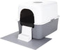 Sfozstra Cat Urine Litter Box with Pedal, Fully Enclosed Leak-Proof for Small Cats Under 8 IB, High Edge and Odorless, Easy to Carry and Clean (Grey with Handle, S)