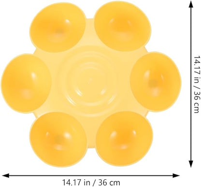 POPETPOP Cat Food Bowl with 6 Bowls - Pet Feeder for Kitten Puppy, Multi Cat Feeder, Multiple Feeder for Indoor s, Feeding Station for Food and Water (Yellow)