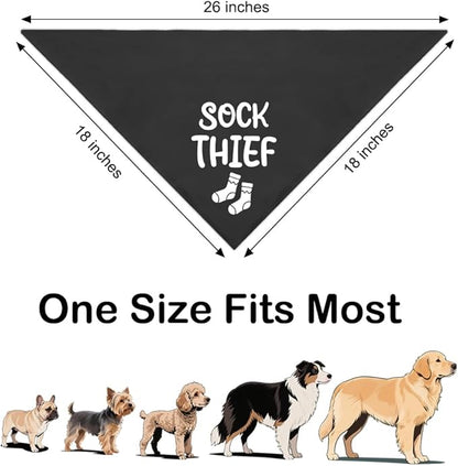 Sock Thief Black Dog Bandana, Puppy Fashion Accessory for Sock Lover, Cute Puppy Scarf Photo Shoot for Dogs Lover, Christmas Birthday Gifts for Dog Mom Dad