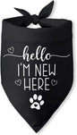 Hello I'm New Here Dog Bandana New Puppy Announcement Gift for New Owners Puppy Bandana Dog Owner Gifts Triangle Bibs Scarf Accessories for Small Medium Dogs Pets