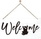 Welcome Sign for Front Door, Welcome Decor Wooden Hanging Sign for Cats Lover, Funny Cat Pattern Wall Decor, Rustic Funny Wooden Outdoor Front Door Hanging Decoration 13.8X6.9 inches