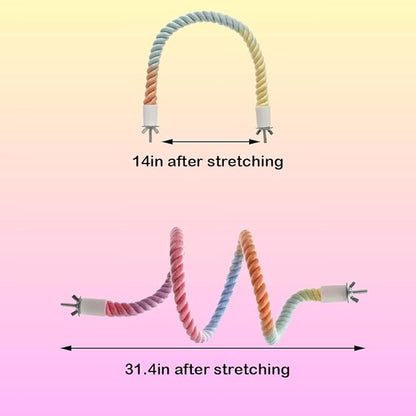 3pcs Nopikku Gradient Bendable Bird Rope Perches Climbing Rope Toys Fun Bird Cage Accessories for Parakeet Lovebirds Cockatiels Budgies Play (2 Long + 1 Short)