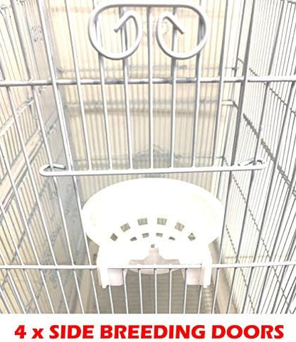 63" Roof Top Canary Parakeet Cockatiel Lovebird Finch Roof Top Bird Parrot Home Cage Side Nesting Box Doors with Removable Rolling Stand