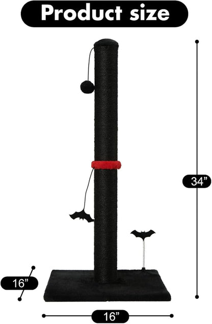 MECOOL Cat Scratching Post Premium Sisal Scratch Posts with Hanging Ball Vertical Scratcher for Indoor Cats and Kittens,Black