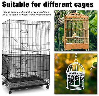 Shappy Large Bird Cage Seed Catcher,Bird Cage Cover Net Skirt Guard,Adjustable Soft Airy Mesh Net for Parrot Parakeet Macaw(78.7 x 15 Inch/ 200 x 37 cm,White)