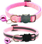 2 Pack Cat Collars Quick Release Reflective Kitten Collar with Bell & Safety Release (Light Pink)