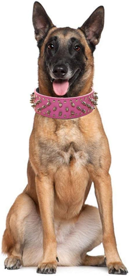 Serijoars Spiked Studded Dog Collar, PU Leather Dog Collar, Adjustable Pet Collars for Medium or Large Breed Pet (M, Camouflage)