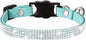 Cat Collars,Rhinestone for Girl Cats Bling Kitten Flower Adjustable Breakaway Collar with Bell Soft Velvet Leather Collar for Puppy Small Dogs (Blue)