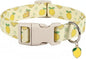 Dog Collar, Spring Summer Dog Collar with Yellow Lemon and Cute Charm, Pet Collar with Quick Release Buckle and Durable Fabric, Suitable for Medium Dogs
