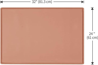 Dog Food Mat,Silicone Waterproof Food Tray,Non Slip Pet Bowl Mats Placemat,1" Raised Edge,Suitable for Most Small and Medium Sized Pets,32" x 24"
