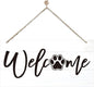 Welcome Sign for Front Door, Welcome Decor Wooden Hanging Sign for Wall Decor, Cat's Paw Pattern Wall Signs, Rustic Funny Wooden Outdoor Front Door Hanging Decoration 13.8X6.9 inches