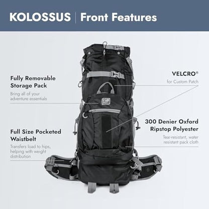 K9 Sport Sack Kolossus - XXL, Black - The Big Dog Backpack - Ideal for Dogs 26-29” Long - Fully Adjustable Pet Carrier - Doubles as a Professional-Grade 60L Hiking Pack