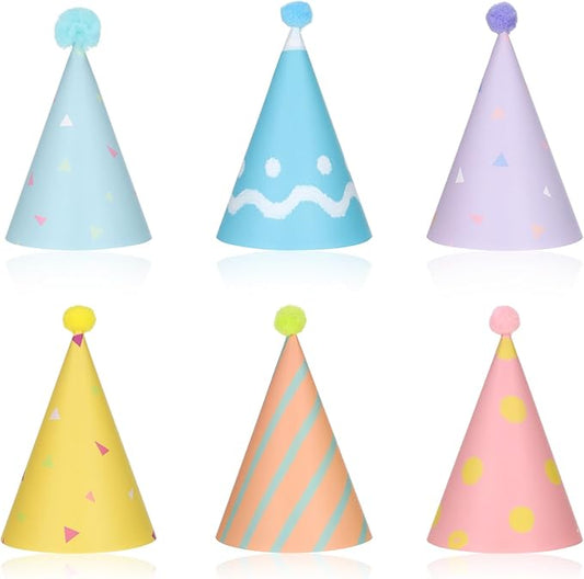 6 Pcs Birthday Hats for Dog/Cat, Mini Party Hats for Stuffed Animals, Adjustable Birthday Party Hat, Pet Accessories for Dolls, Dog, Cat, Small Animals (Multi-Color)