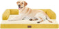 Large Dog Bed Orthopedic Washable | Beds Bolster Pet - XXL Large Big Dogs - Memory Foam - Couch Sofa - Waterproof with Removable Cover - Ginger Yellow Dog Bed