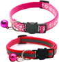 2 Pack Cat Collars Quick Release Reflective Kitten Collar with Bell & Safety Release (Dark Pink)