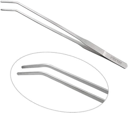 FEITA Extra Long 15 Inch Tweezer Stainless Steel Curved Tip for Aquarium Fishtank Aquascaping Tools, Aquarium Fishtank, Mega Reptile Feeding Tongs