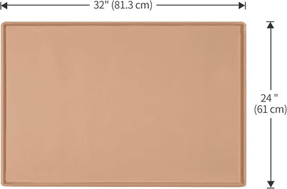 Dog Food Mat,Silicone Waterproof Food Tray,Non Slip Pet Bowl Mats Placemat,1" Raised Edge,Suitable for Most Small and Medium Sized Pets,32" x 24"