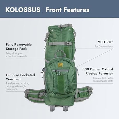 K9 Sport Sack Kolossus - X-Large, Myrtle Green - The Big Dog Backpack - Ideal for Dogs 23-25” Long - Fully Adjustable Pet Carrier - Doubles as a Professional-Grade 60L Hiking Pack