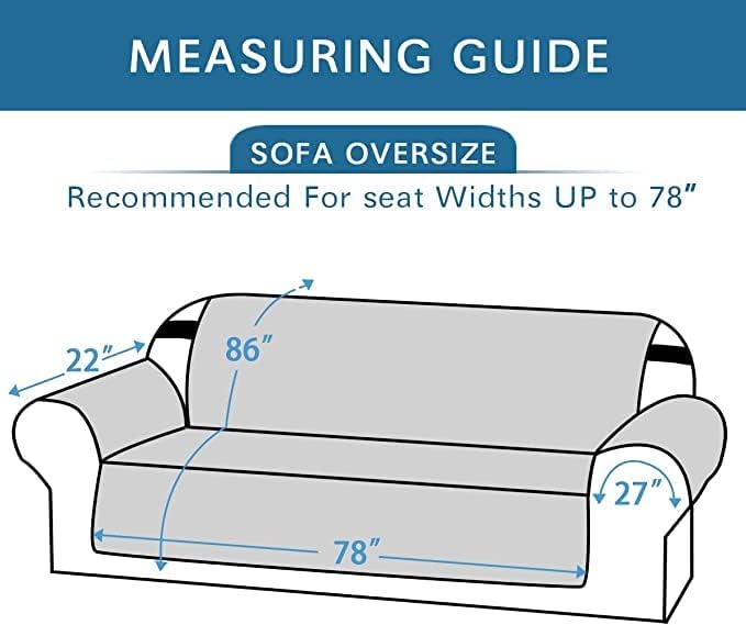 H.VERSAILTEX Reversible Sofa Slipcover Furniture Protector Water Resistant 2" Elastic Straps Sofa Cover Couch Covers Pets Fit Sitting Width Up to 78" (Oversized Sofa: 86" x 132", Light Grey/Beige)