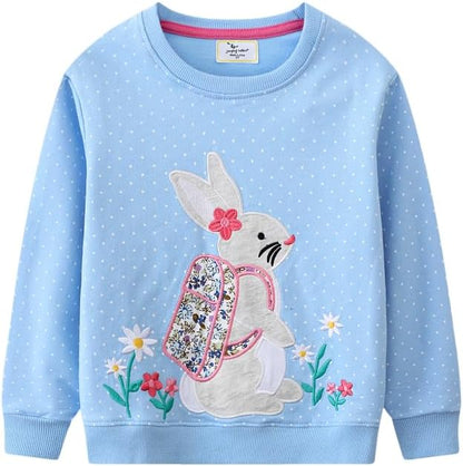 Toddler Baby Girls Cotton Sweater, Long Sleeve Crewneck Sweatshirt Pullover Kids Warm Clothing for Fall Winter
