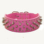 Serijoars Spiked Studded Dog Collar, PU Leather Dog Collar, Adjustable Pet Collars for Medium or Large Breed Pet (XL, Hot Pink)