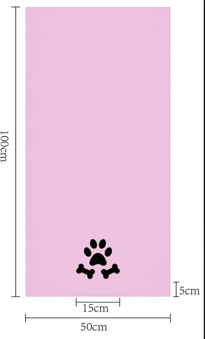 Pet Accessories Set, Pink Towel with Paw Print and Bone Designs, Collapsible Bowl, Waste Bag Dispenser