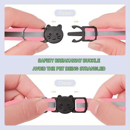 2 Pack Cat Collars Quick Release Reflective Kitten Collar with Bell & Safety Release (Light Pink)