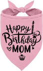 Dog Bandana, Happy Birthday Mom Dog Bandana, Dogs Scarf Classical Pink Printing, Dogs Scarf Accessories, Doggy Kerchief Pet Head Kerchief, Doggy Kerchiefs Gift for Mom Birthday Party (L14)