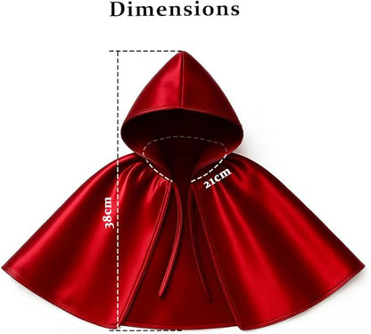 Red Cat Cloak with Hood for Indoor Cats, Funny Superhero Cosplay Halloween Costume for Pets, Cute Cape for Party Photos and Dress-Up – Big/Middle Size