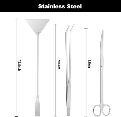 Carefree Fish Aquarium Gravel Cleaner 15~30In Multi-Functional Syphon Feeding Tube Upgraded Turkey Baster Stainless Steel Long Tweezers Long Scissors Long Base Leveling Shovel