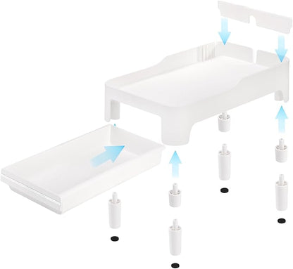 YOUEON Raised Pet Feeder Stand for Cats and Dogs Neck Health, Adjustable Height Elevated Shelf Suitable for 90% Automatic Pet Feeder & Water Dispenser, with Drawer to Stock Pet Snacks, Canned Food
