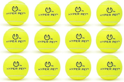 Hyper Pet Tennis Balls for Dogs - 12 Pack 2.5'' Durable Non-Toxic Outdoor Dog Toys Balls with Mesh Bag, for Fetch & Excercise, Medium to Large Breeds (Non Squeaky)