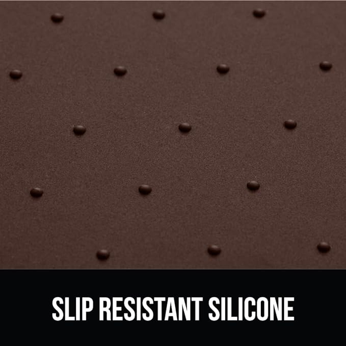 GORILLA GRIP 100% Waterproof Raised Edge BPA Free Silicone Pet Feeding Mat, Dog Cat Food Mats Contain Spills Protects Floors, Placemats for Cats and Dogs Water Bowl, Pets Accessories 28x18 Brown