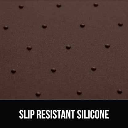 GORILLA GRIP 100% Waterproof Raised Edge BPA Free Silicone Pet Feeding Mat, Dog Cat Food Mats Contain Spills Protects Floors, Placemats for Cats and Dogs Water Bowl, Pets Accessories 28x18 Brown