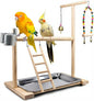 Bird Playground Parrot Playstand, Stand Fun Straw Bell Toys, Ladder Hanging Swing Chew Exercise Toys, for Conure Macaw Cockatiel Finch Small Animals