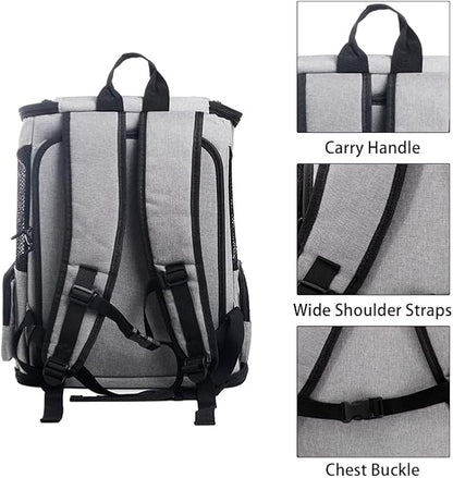 Expandable Cat Carrier Backpack, Large Soft Airline Approved Collapsible Pet Bag for Small Dogs Puppies Medium Cats, Breathable Portable Travel Bags for Camping