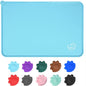 Silicone Waterproof Dog Cat Pet Feeding Mats, Non Slip, Easy Clean Pet Dog Cat Bowl Mats Placemat (18.5" x 11.5") Blue