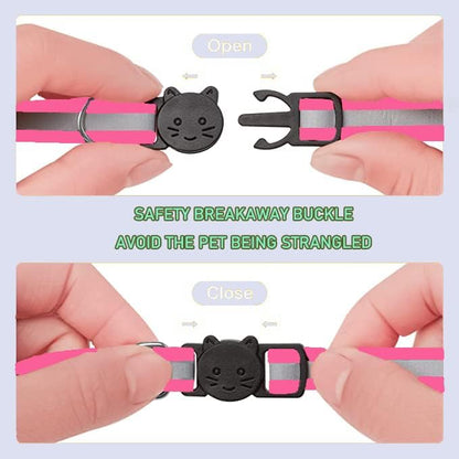 2 Pack Cat Collars Quick Release Reflective Kitten Collar with Bell & Safety Release (Dark Pink)