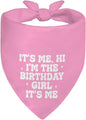 It's Me, Hi I'm The Birthday Girl Pink Dog Bandana, Cute Birthday Gifts for Dog Lover Mom, Pup Scarf Accessory Photo Prop for Festive Celebration Party, Heartwarming Gifts for New Dog Owner