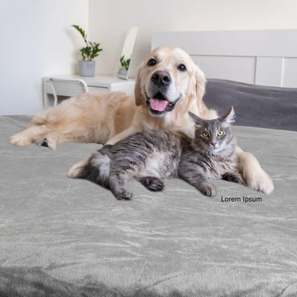 Waterproof Pet Blanket - 50x60-Inch Reversible Sherpa Fleece Throw Protects Couches, Cars, and Beds from Spills, Stains, and Fur by PETMAKER (Gray)