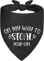 On My Way to Steal Your Girl Black Dog Bandana, Funny Pet Scarf Accessories for Gender Reveal, Dogs Scarf Classical Printing Decor, Christmas Birthday Gifts for Puppy Mom Dad Pet Owners